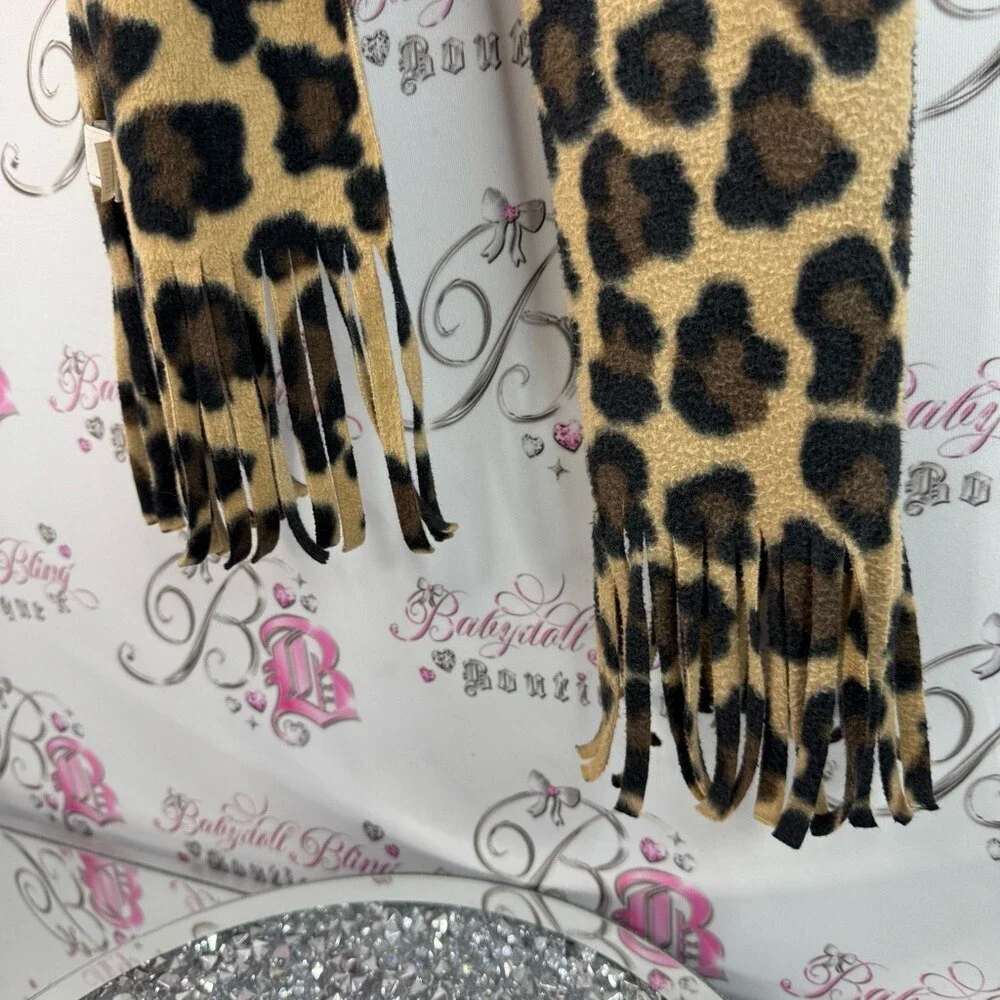 Old Navy scarf scarve tassel cheetah Leopard Print Scarf - Black and Tan